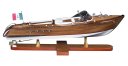 Motorboot Modell Aquarama mit weißem Leder auf Holzsockel